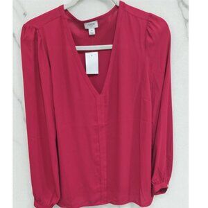 J Crew Factory Printed V-neck top (Fuchsia Pink)